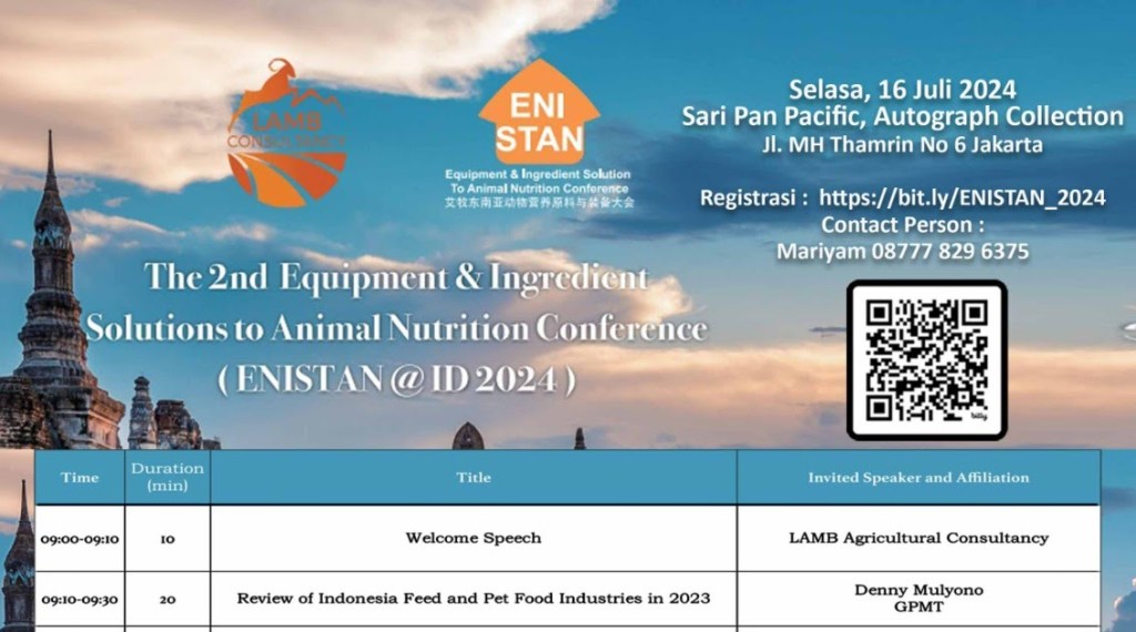 IKUTI “THE 2ND EQUIPMENT & INGREDIENT SOLUTION TO ANIMAL NUTRITION CONFRENCE (ENISTAN @ID&nbsp;2024)”